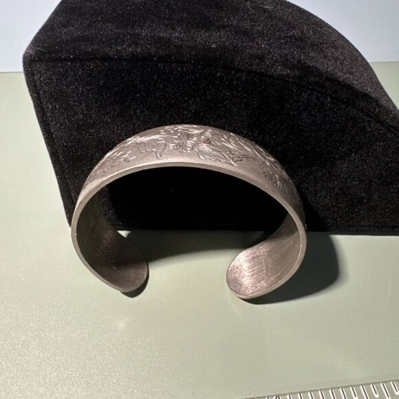 DESIGNER Kirk Stieff Pewter Floral Cuff Bracelet Chrysanthemum 900-11 November - Picture 5 of 5